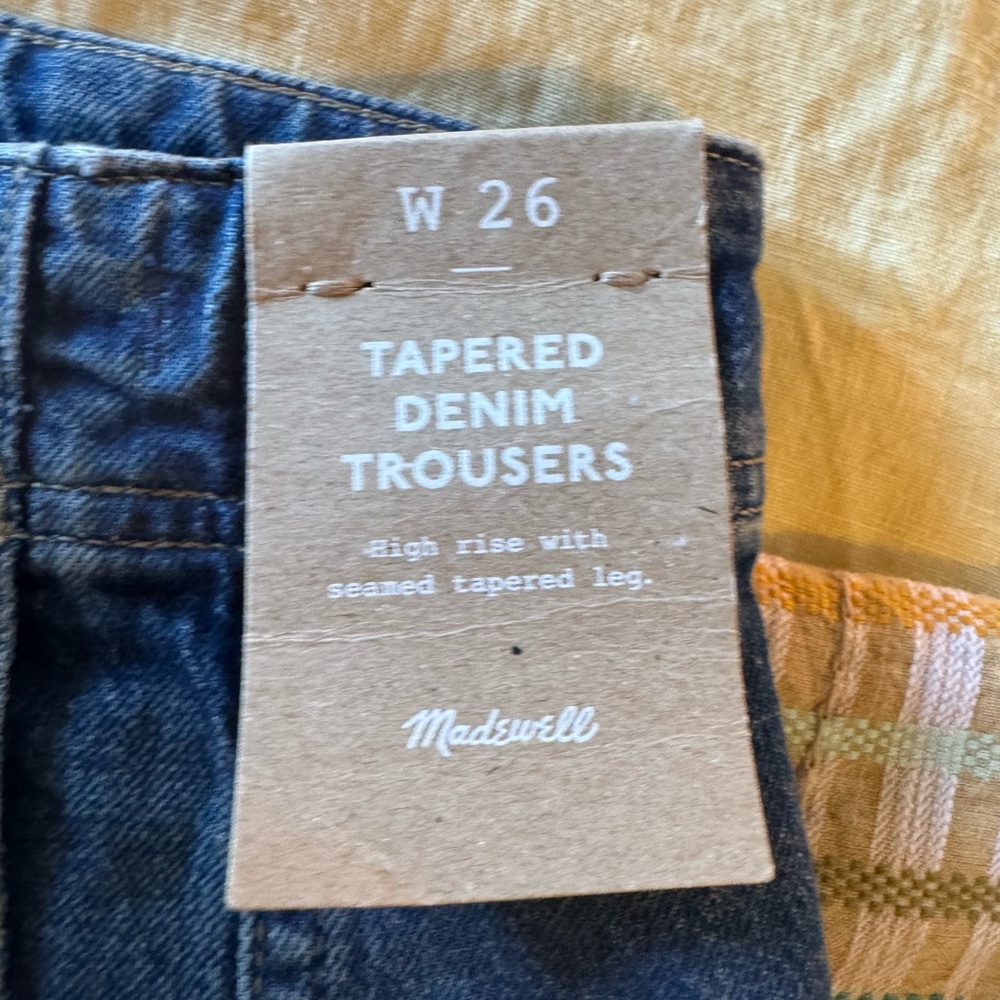 NWT Madewell TAPERED DENIM TROUSERS IN CONCHO WASH, size 26 - Picture 8 of 10
